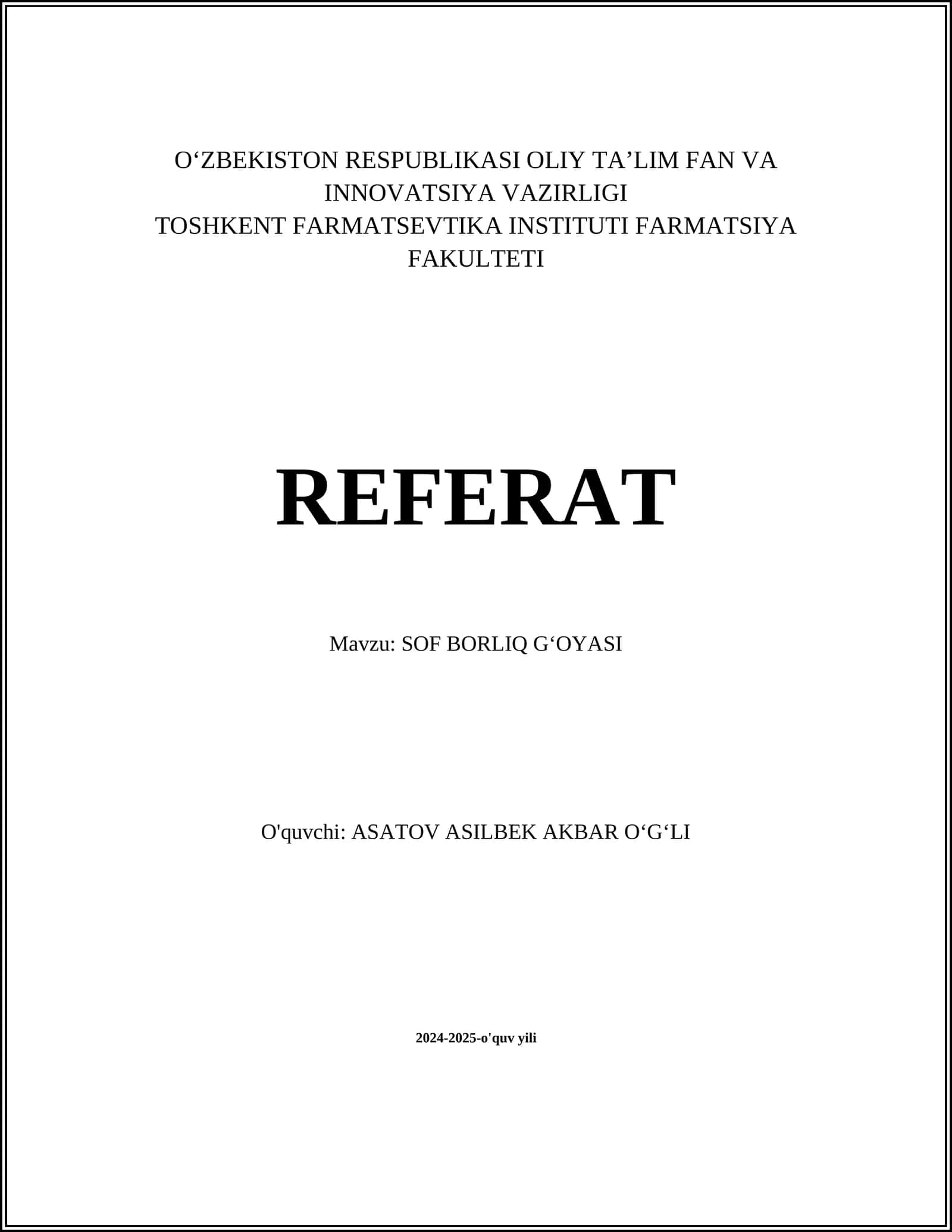 SOF BORLIQ GʻOYASI 1