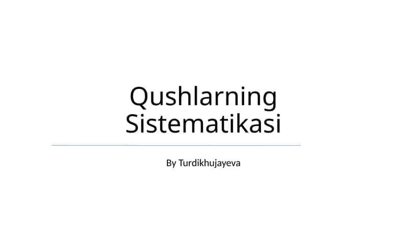 Qushlarning Sistematikasi 1