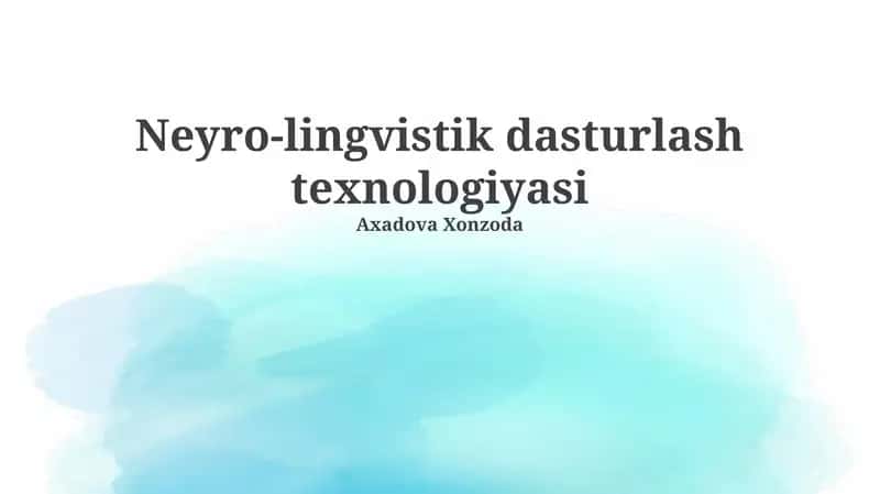 Neyro-lingvistik dasturlash texnologiyasi 1