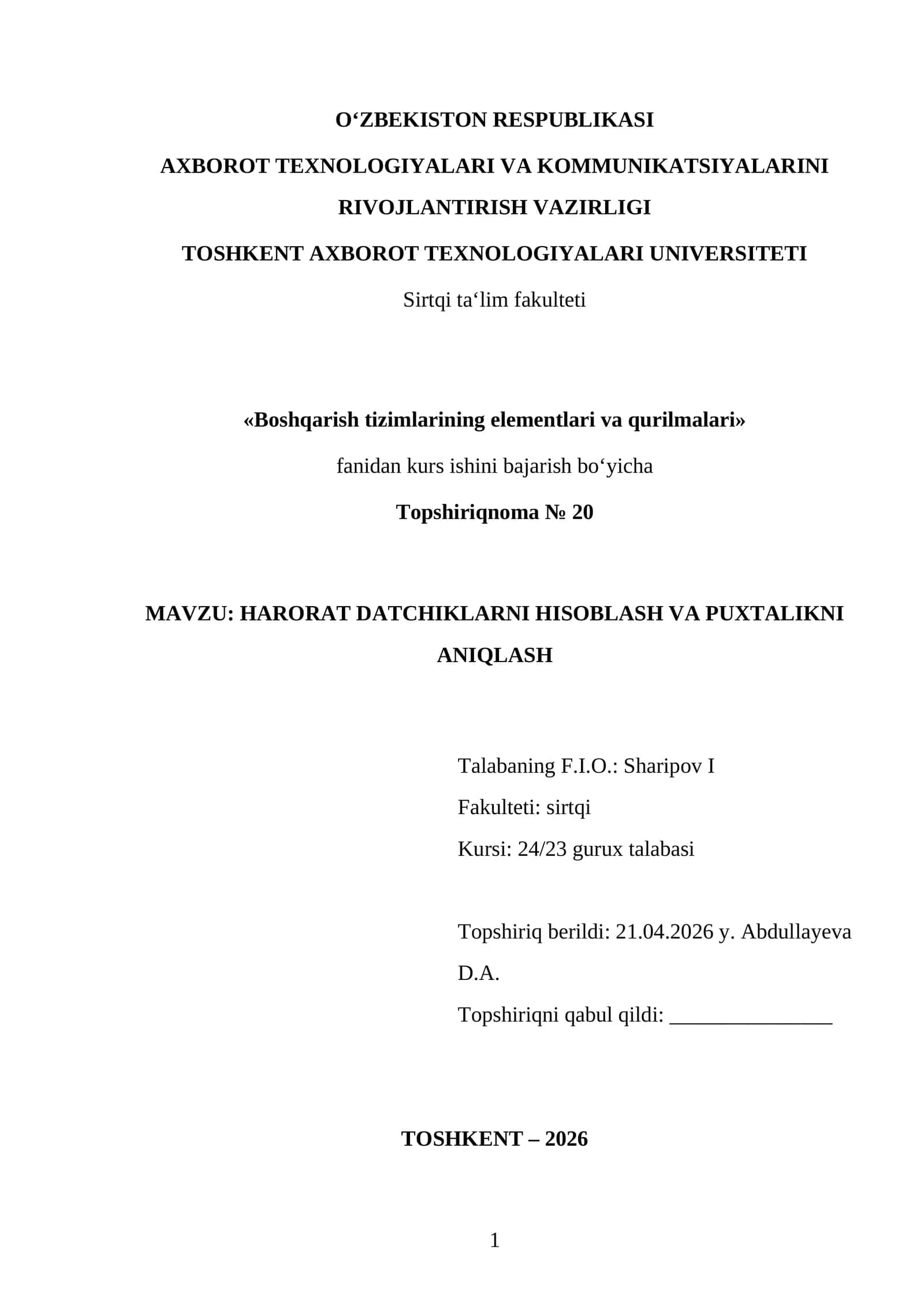 HARORAT DATCHIKLARNI HISOBLASH VA PUXTALIKNI ANIQLASH 1