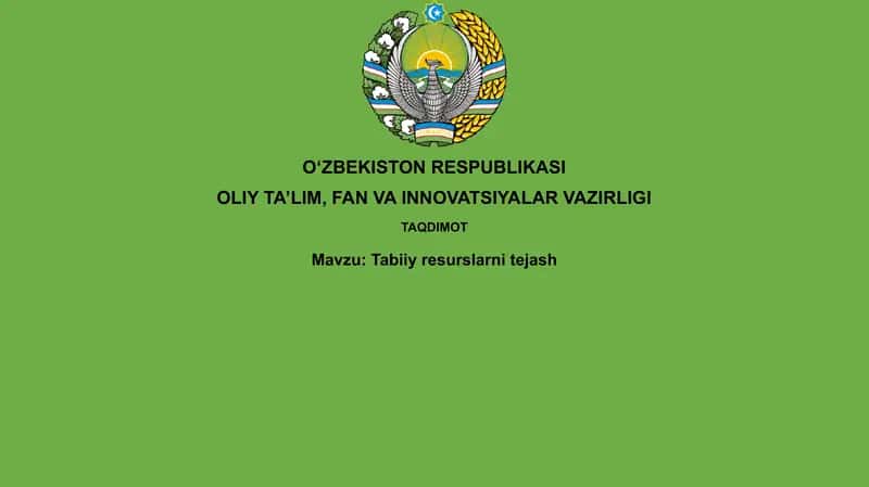 Tabiiy resurslarni tejash 1