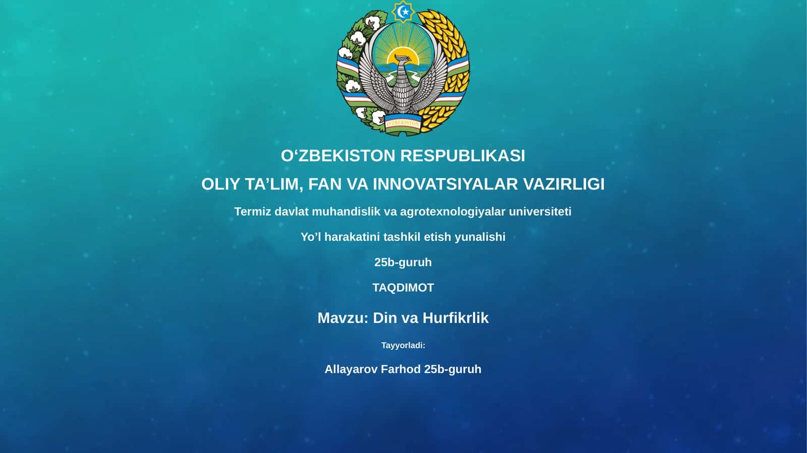 Din va Hurfikrlik 1