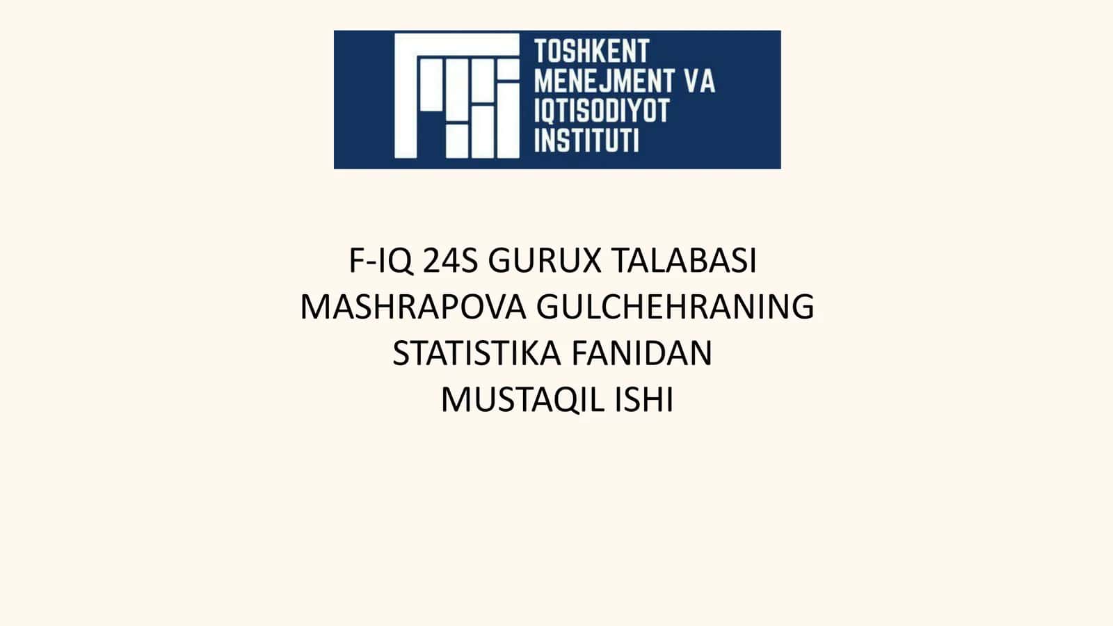 Dinamika qatorlarini qayta ishlashning statistik usullari 1