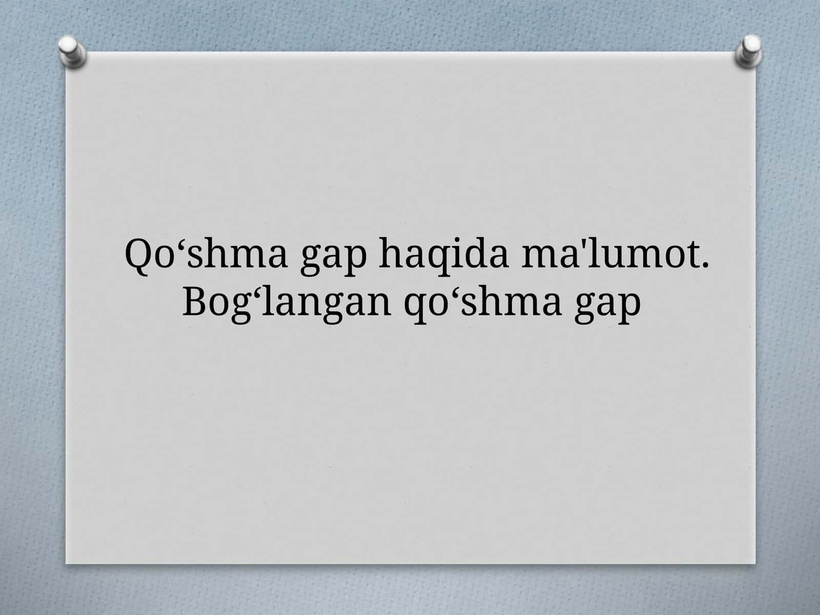 Bogʻlangan qoʻshma gaplar 1