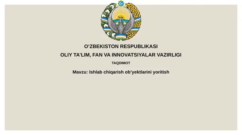 Ishlabchiqarish ob’yektlarini yoritish 1
