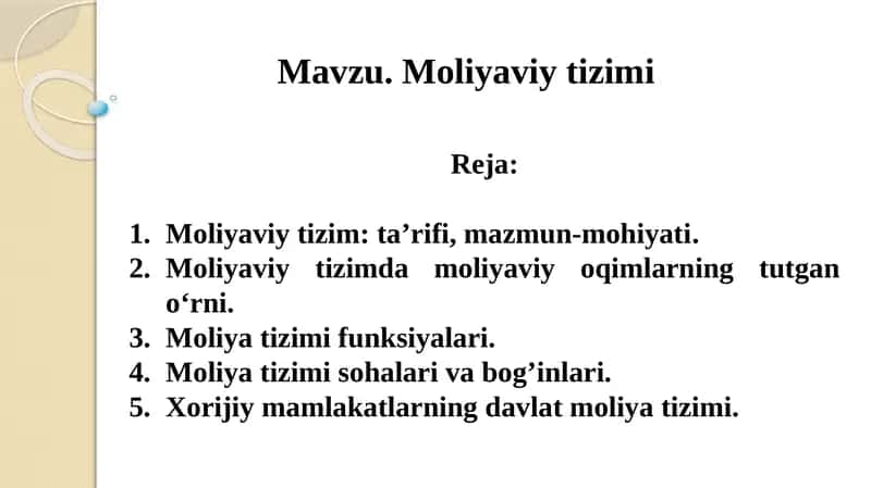 Moliyaviy tizim 1