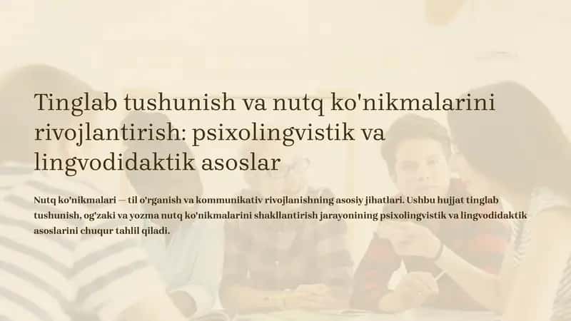Nutq ko'nikmalari 1