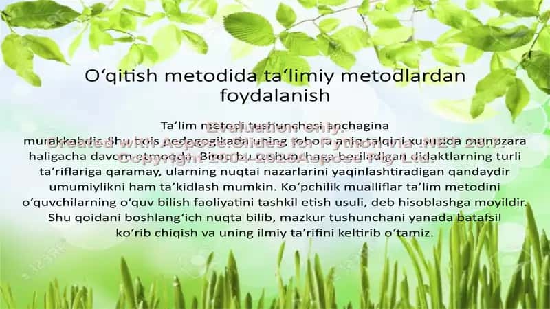 O‘qitish Metodida Ta‘limiy Metodlardan Foydalanish 1