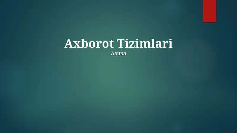 Axborot Tizimlari 1