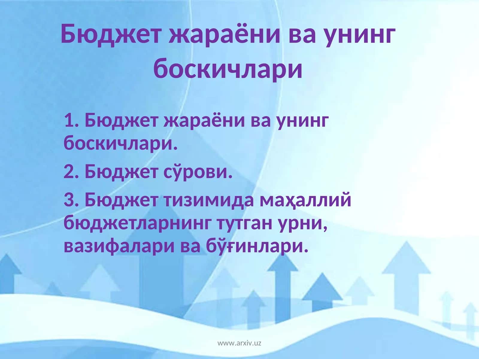 Бюджет жараёни ва унинг боскичлари 1