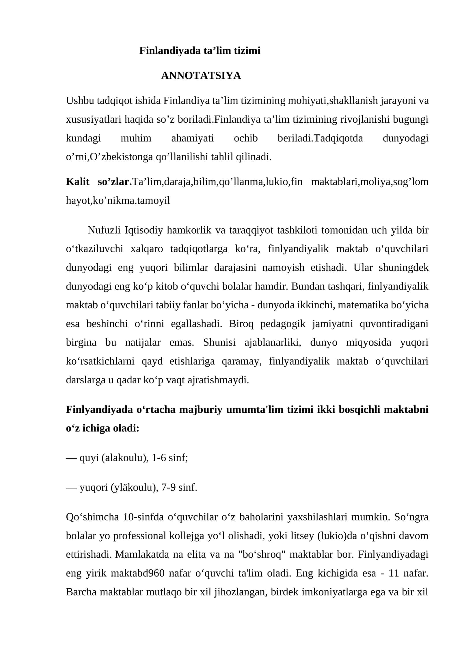 Finlandiyada ta’lim tizimi 1
