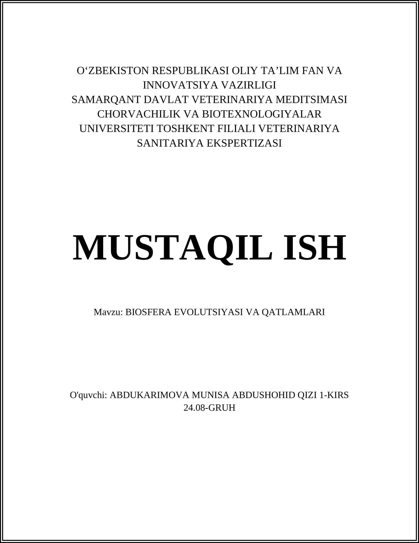 BIOSFERA EVOLUTSIYASI VA QATLAMLARI 1