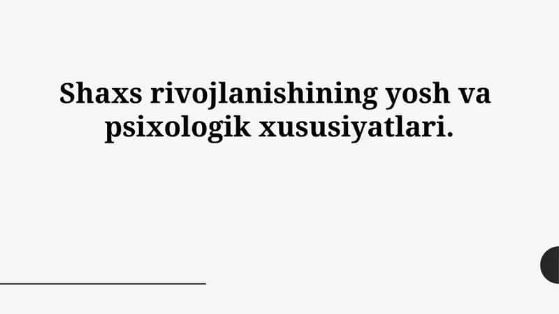 Shaxsiyat Rivojlanishi 1