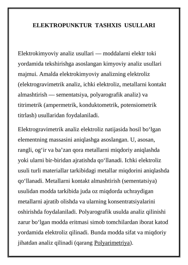 Elektrokimyoviy analiz usullari 1
