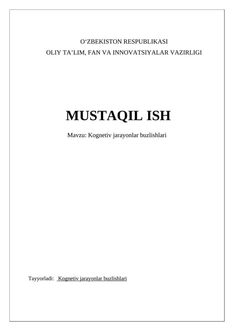 Kognetiv jarayonlar buzlishlari 1