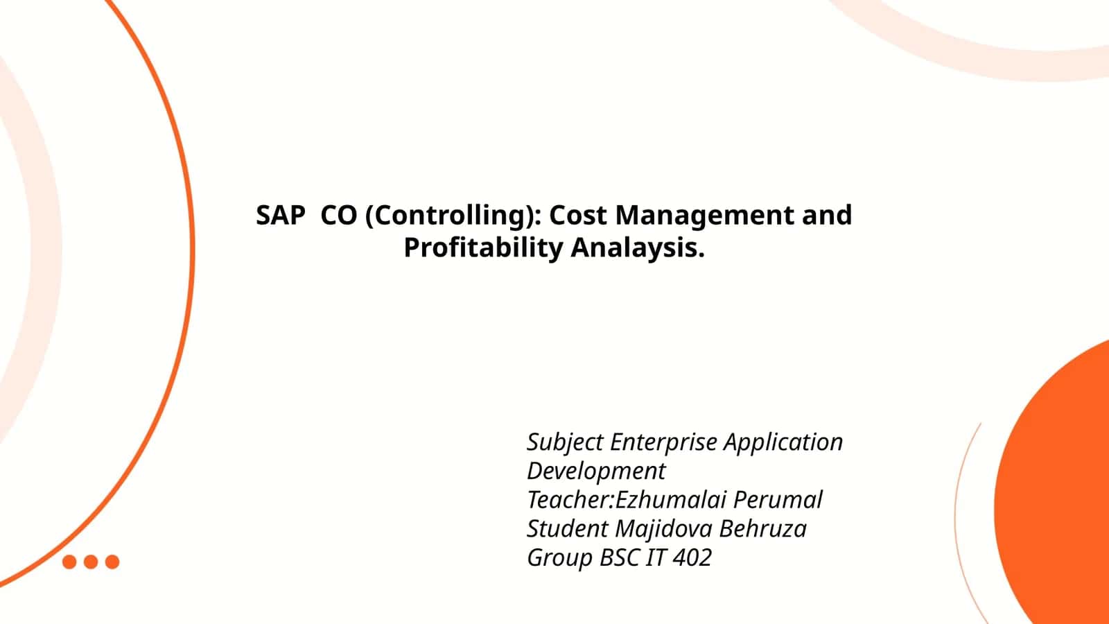 SAP CO (Controlling): Cost Management and Profitability Analaysis 1