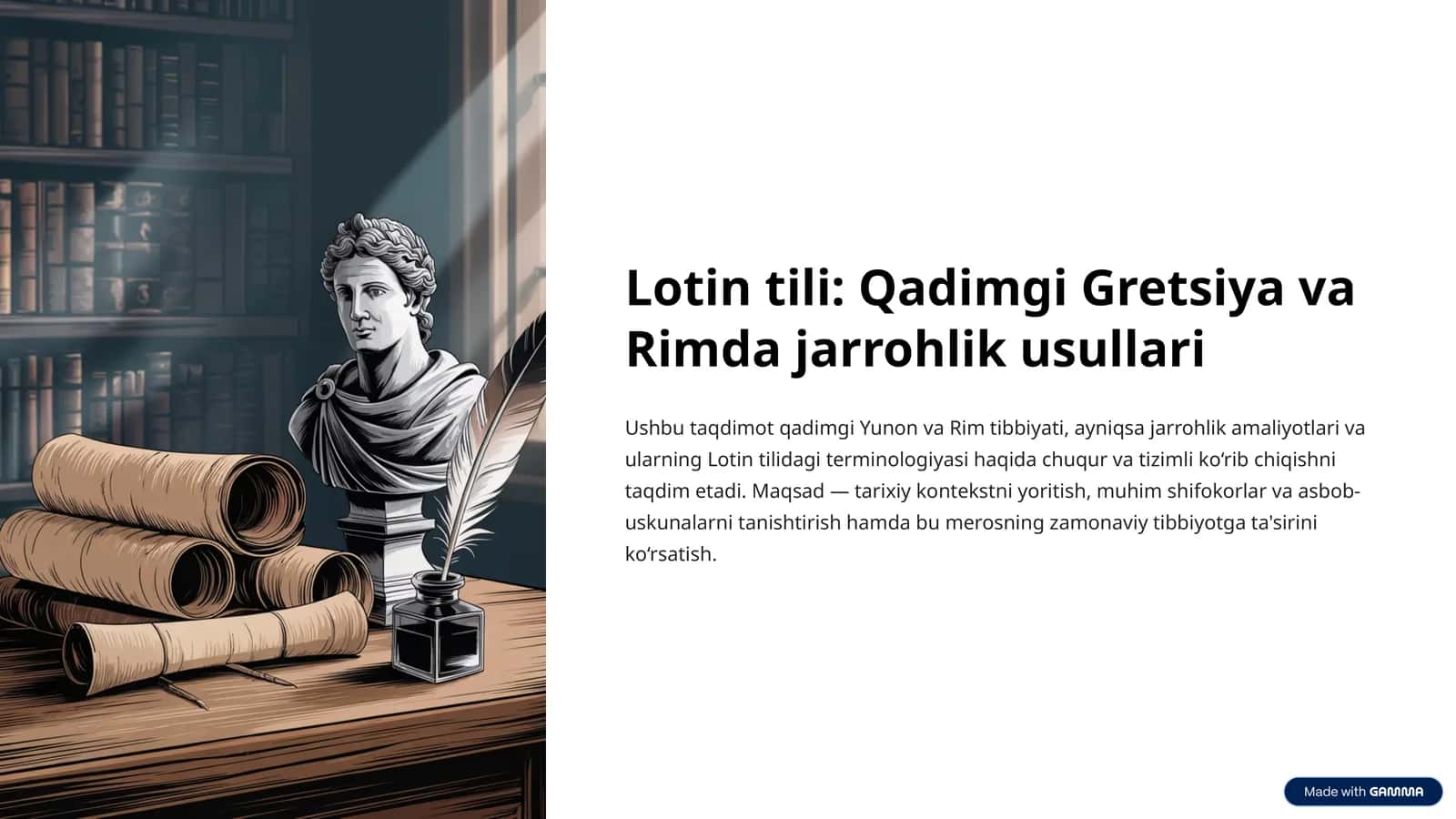 Lotin tili: Qadimgi Gretsiya va Rimda jarrohlik usullari 1