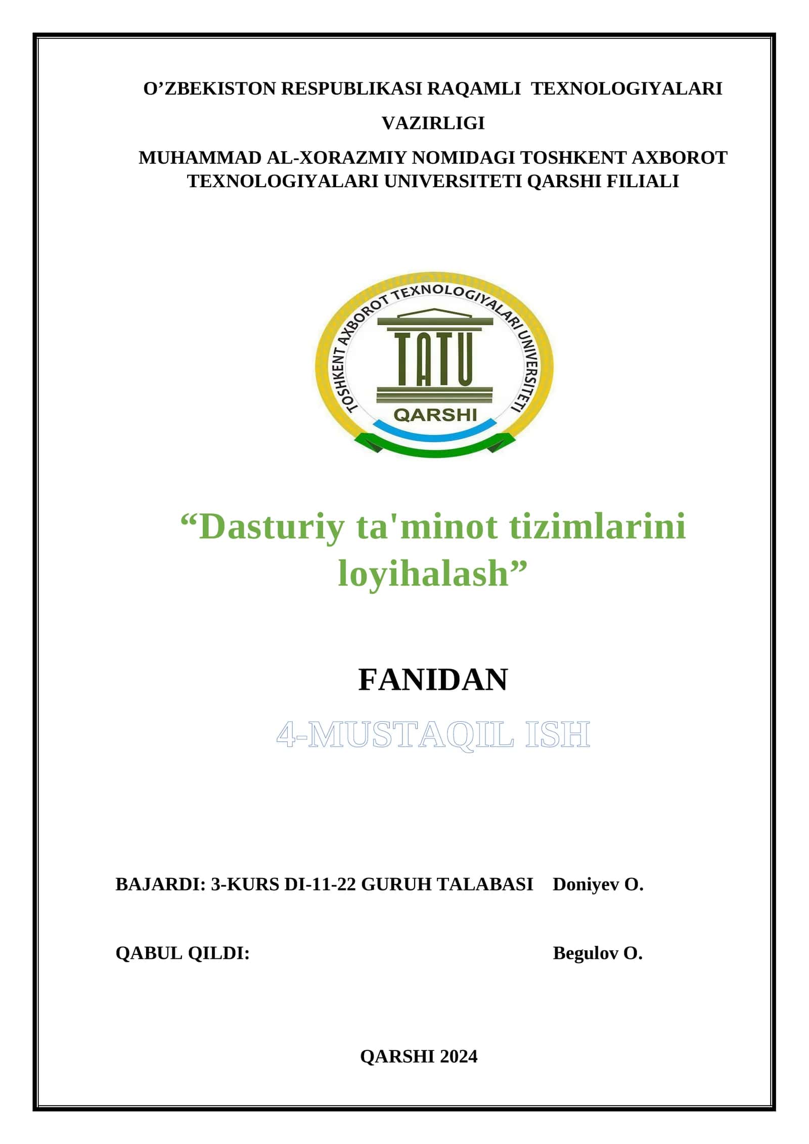 Hulq-atvorni modellashtirish 1