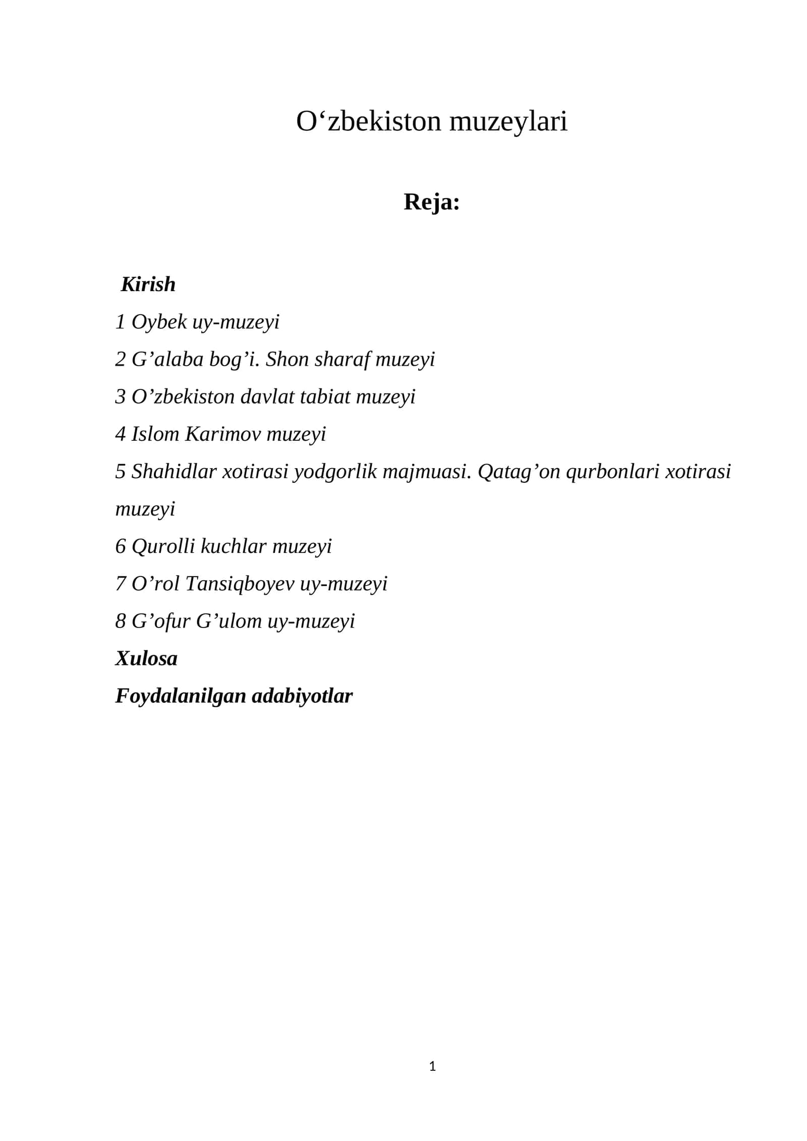 O‘zbekiston muzeylari 1