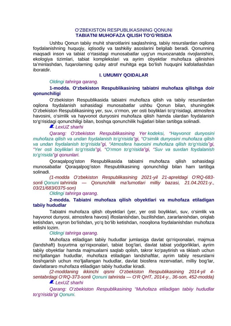 Tabiatni muhofaza qilish to‘g‘risida 1