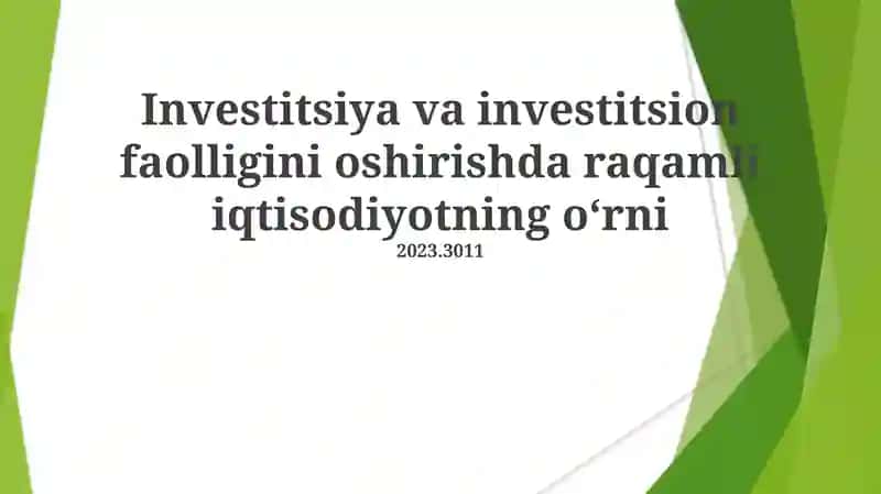 Raqamli iqtisodiyot investitsiyalari