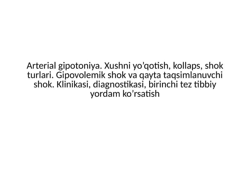 Gipovolemik shok va qayta taqsimlanuvchi shok 1