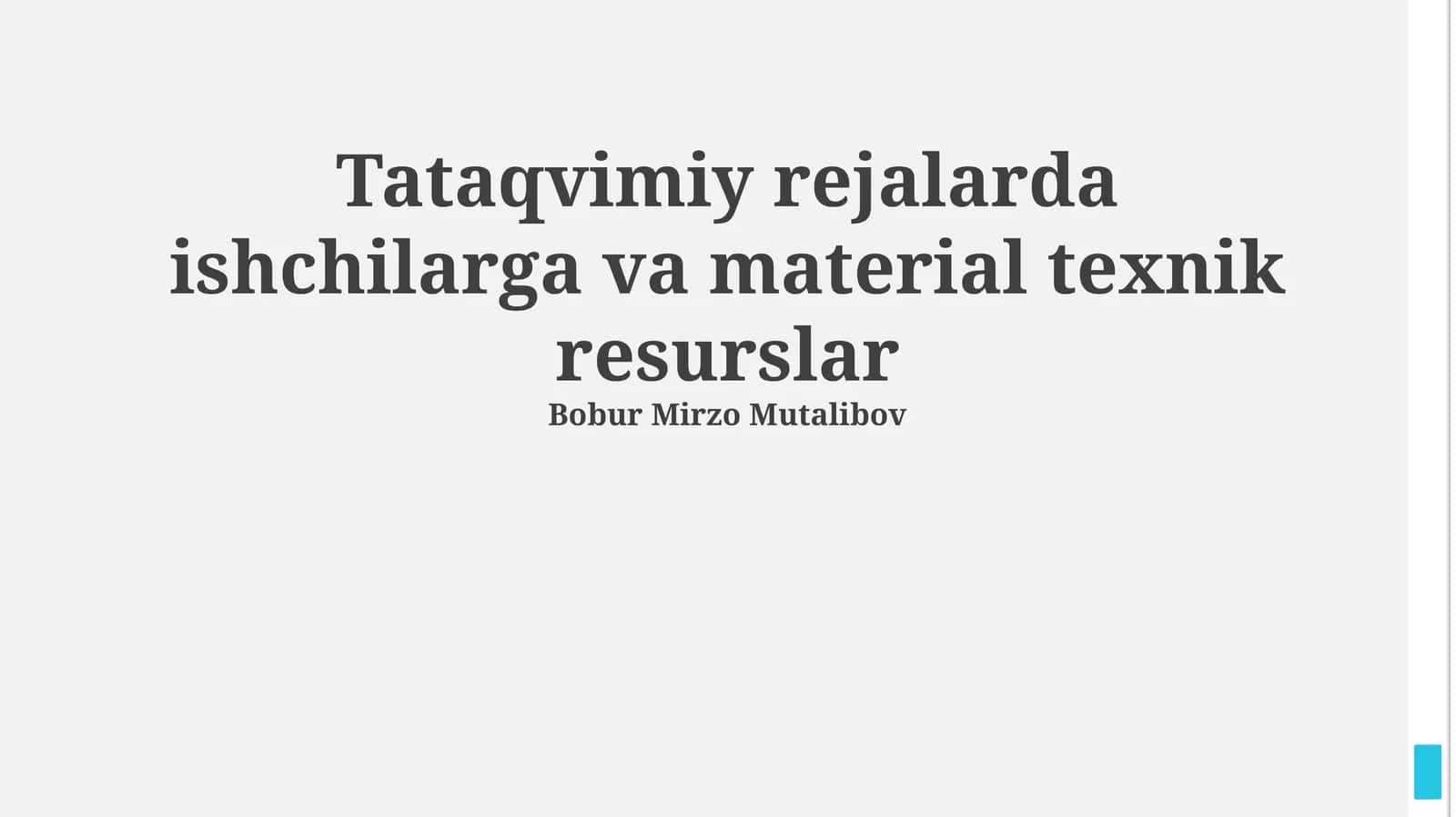 Tataqvimiy rejalarda ishchilarga va material texnik resurslar 1