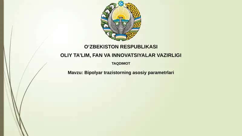 Bipolyartrazistorning asosiy parametrlari 1