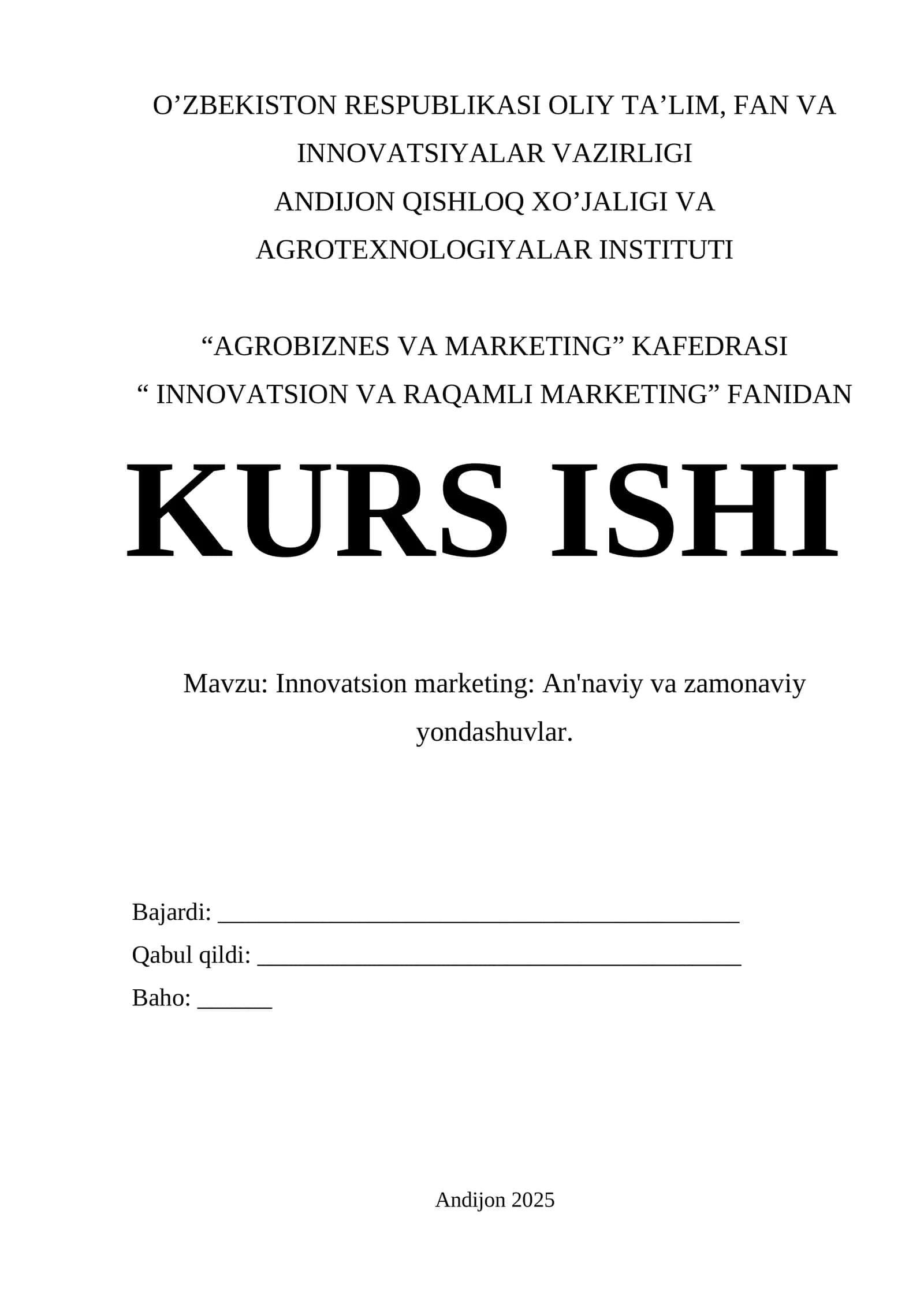 Innovatsion marketing: An'naviy va zamonaviy yondashuvlar 1