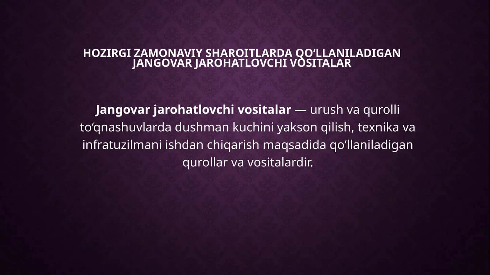 Jangovar jarohatlovchi vositalar 1