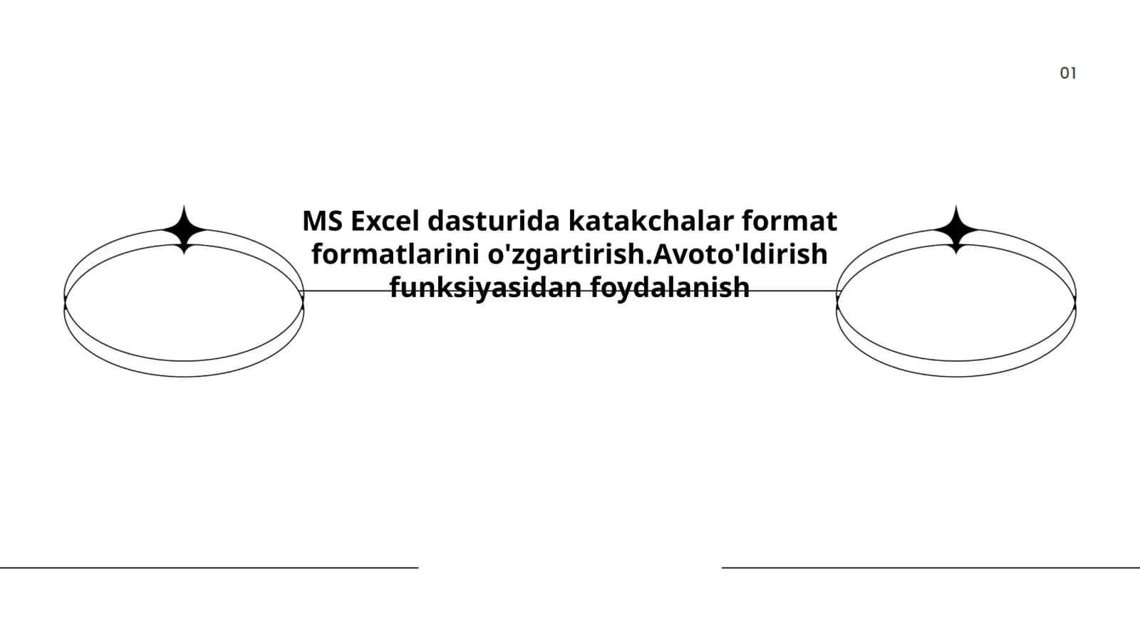 MS Excel dasturida katakchalar format formatlarini o'zgartirish.Avoto'ldirish funksiyasidan foydalanish 1