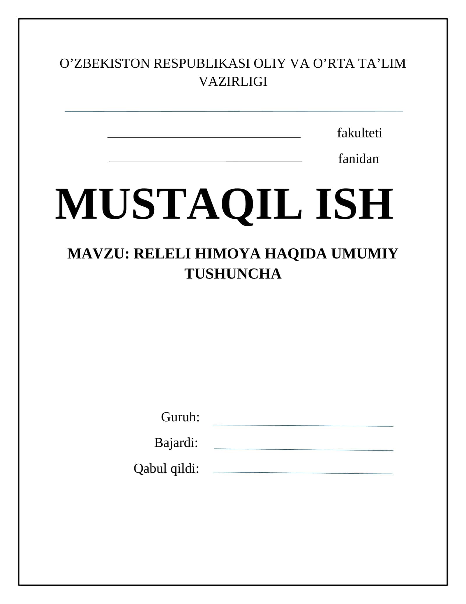 Releli Himoya Haqida umumiy tushuncha 1