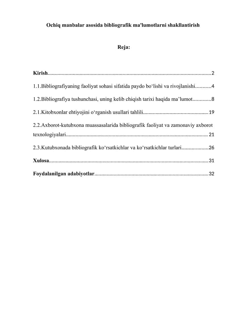 Ochiq manbalar asosida bibliografik ma'lumotlarni shakllantirish 1