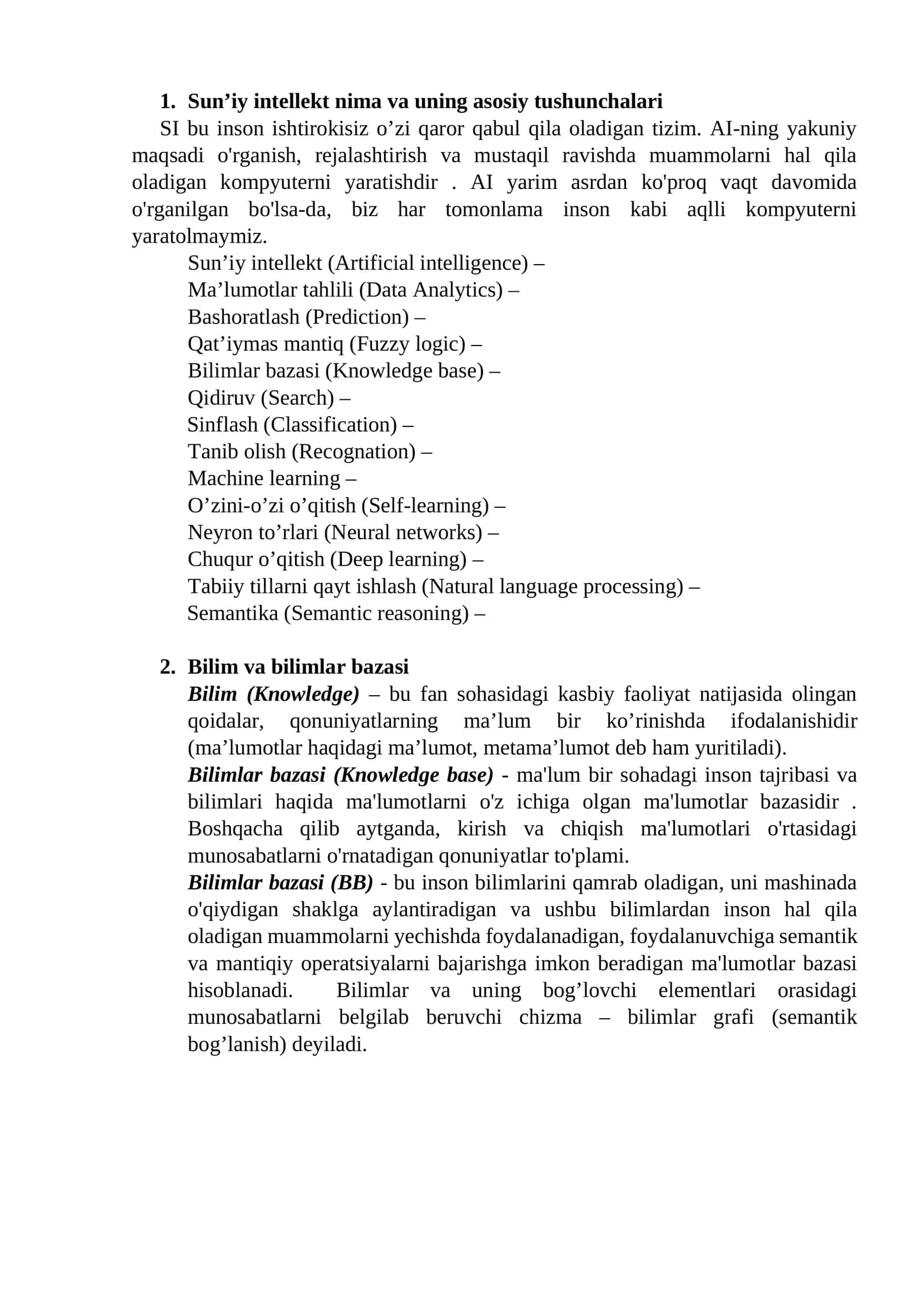 Sun’iy intellekt nima va uning asosiy tushunchalari 1