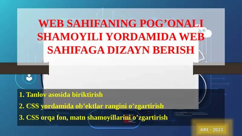 WEB SAHIFANING POG’ONALI SHAMOYILI YORDAMIDA WEB SAHIFAGA DIZAYN BERISH 1