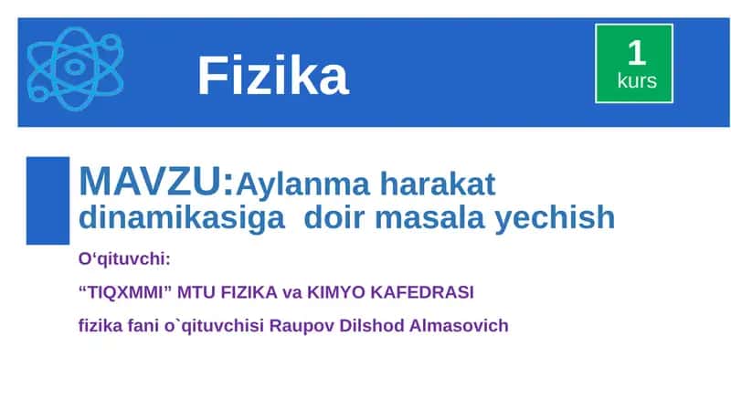 Aylanmaharakatdinamikasigadoirmasalayechish 1