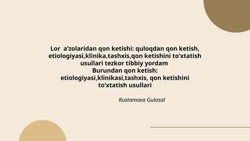 Lor aʼzolaridan qon ketishi 1