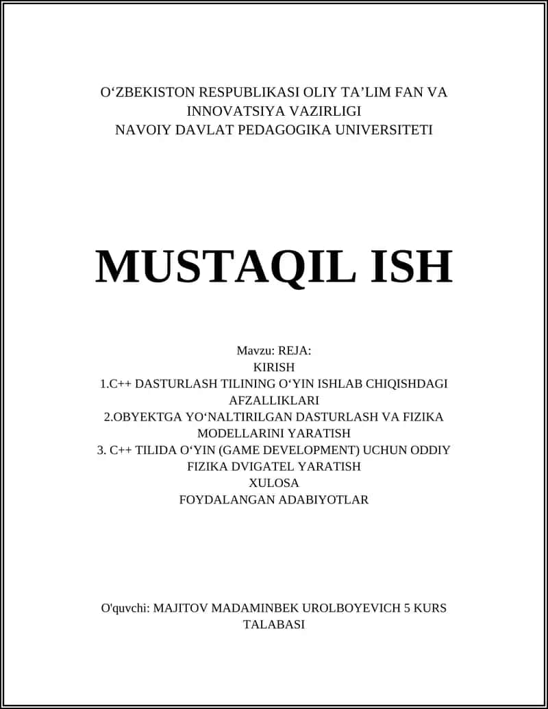 C++ Dasturlash Tili 1