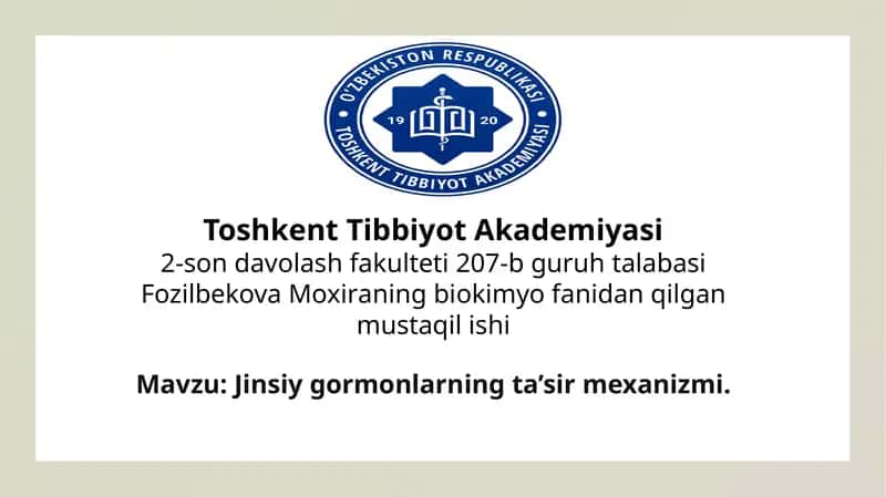Jinsiy gormonlarning ta’sir mexanizmi 1