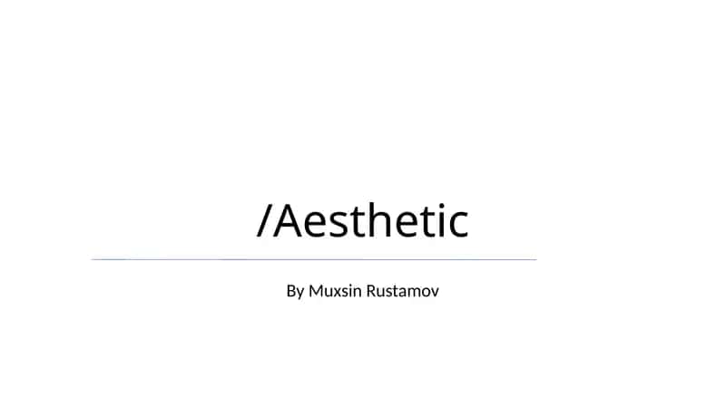 Estetik asoslar 1