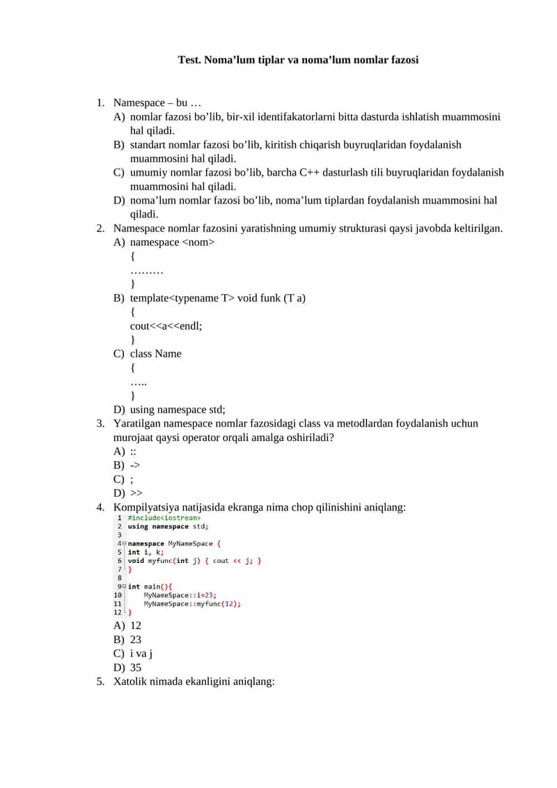 Namespace nomlar fazosi 1