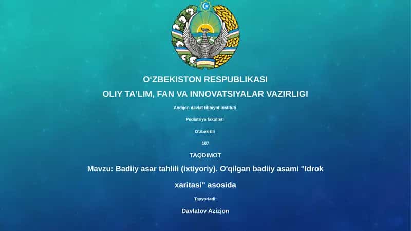 Badiiy asar tahlili (ixtiyoriy) 1