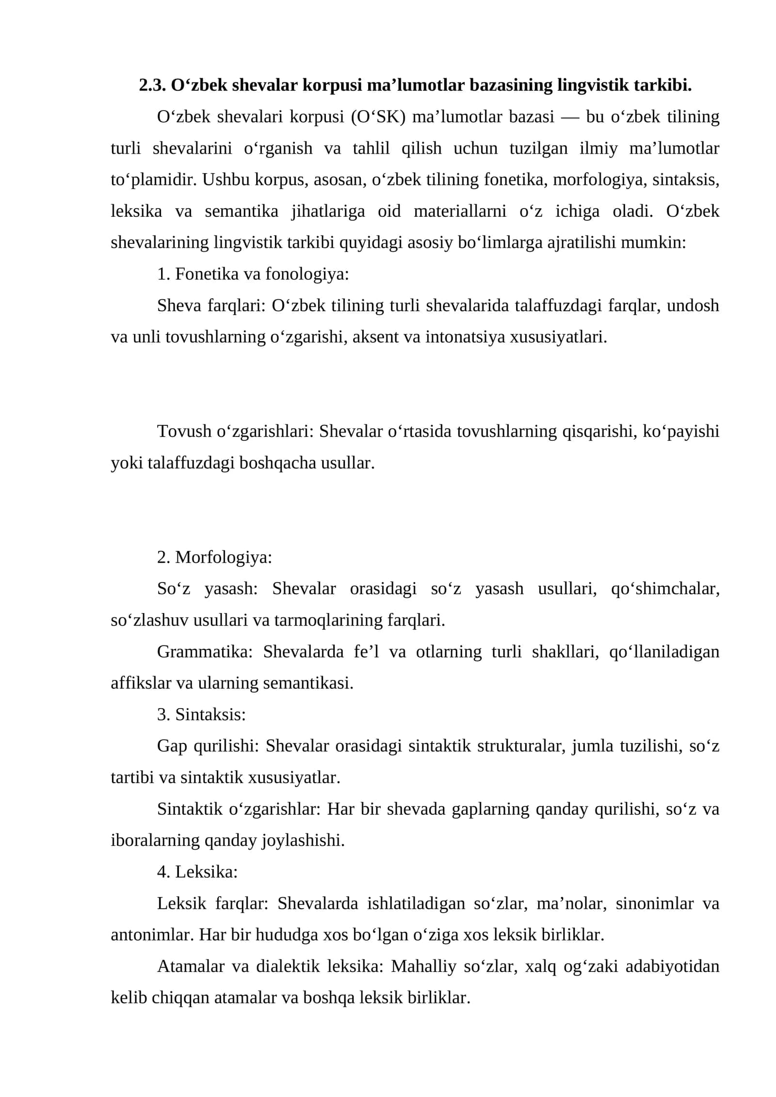 O‘zbek shevalar korpusi ma’lumotlar bazasi 1