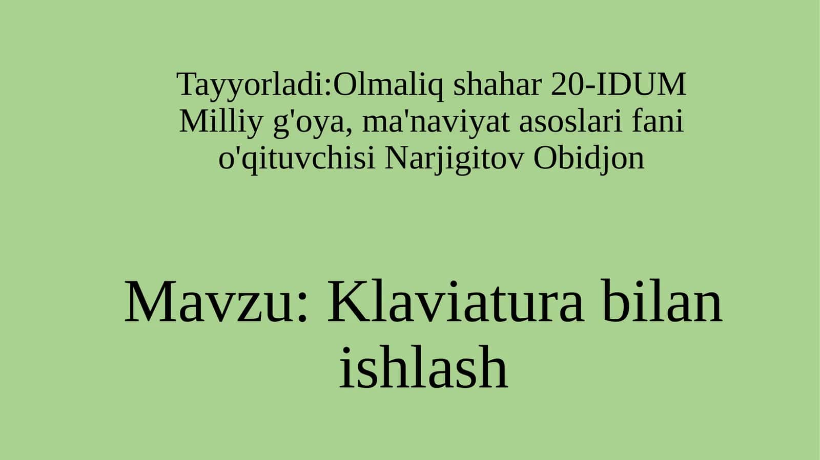 5-sinf Informatika Klaviatura bilan ishlash dars ishlanma 1