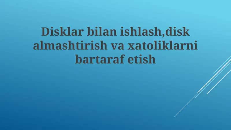 Disklarbilanishlash, diskalmashtirishvaxatoliklarnibartarafetish 1