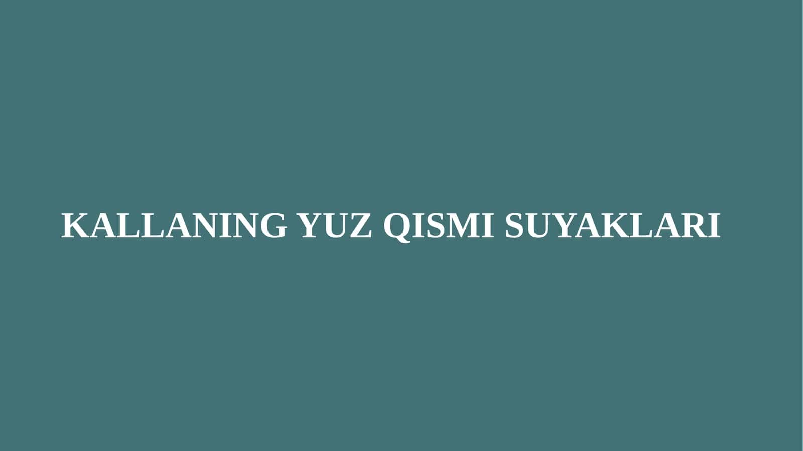 KALLANING YUZ QISMI SUYAKLARI 1