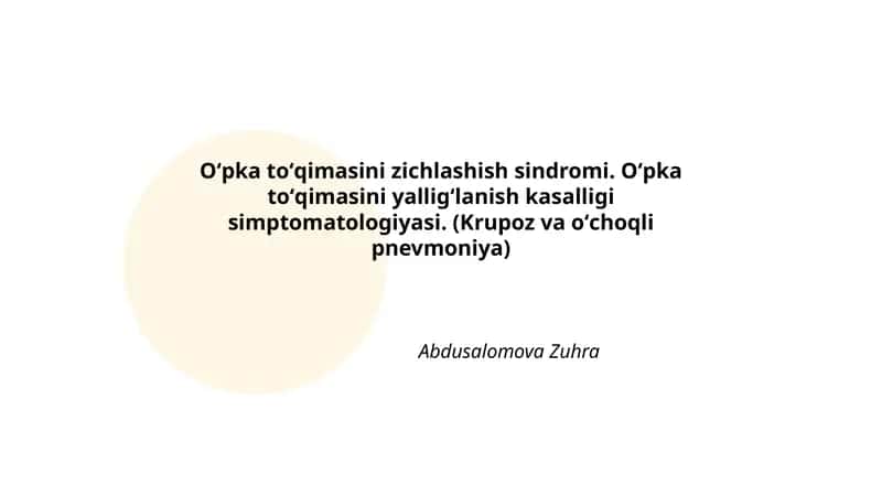 Oʻpka toʻqimasini zichlashish sindromi 1