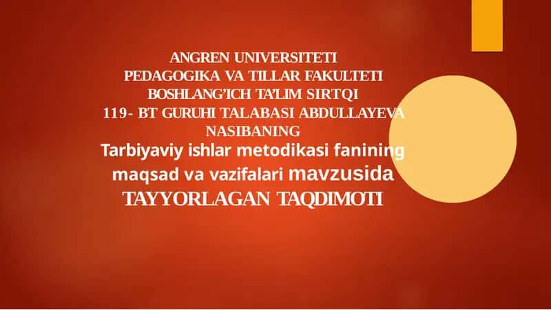 Tarbiyaviy ishlar metodikasi 1