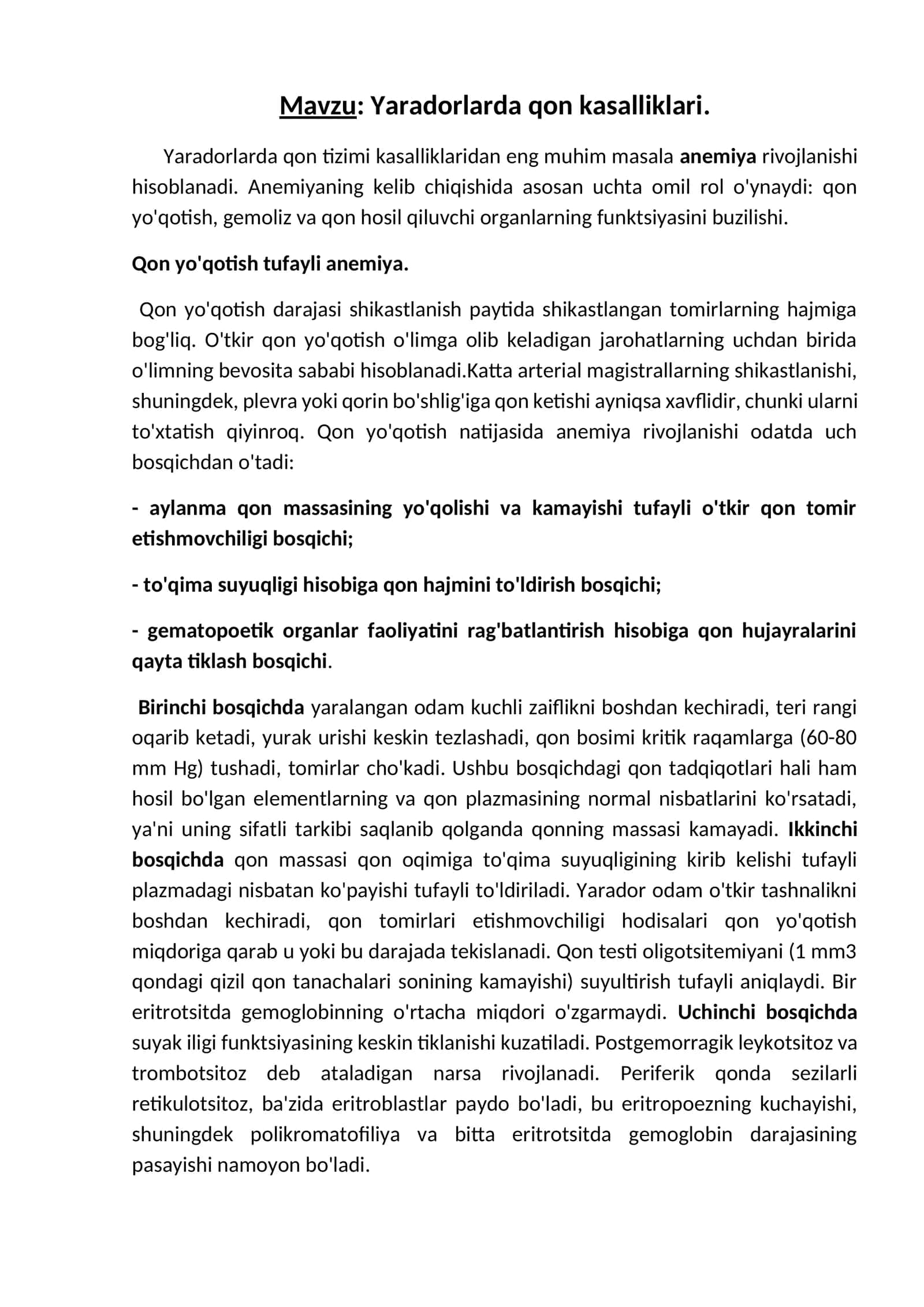 Yaradorlarda qon kasalliklari 1