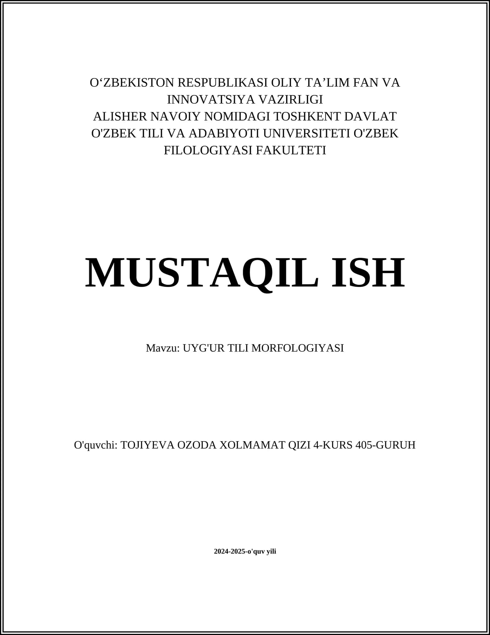 UYG'UR TILI MORFOLOGIYASI 1